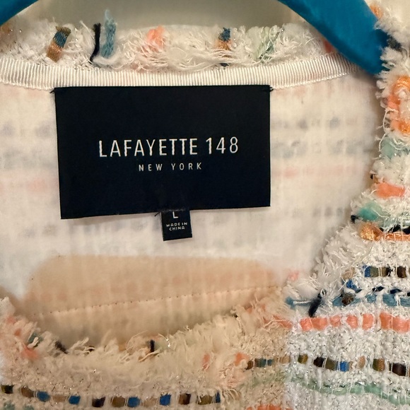 Gently Used Lafayette 148 New York Albano Striped Tweed Jacket - Picture 3 of 4